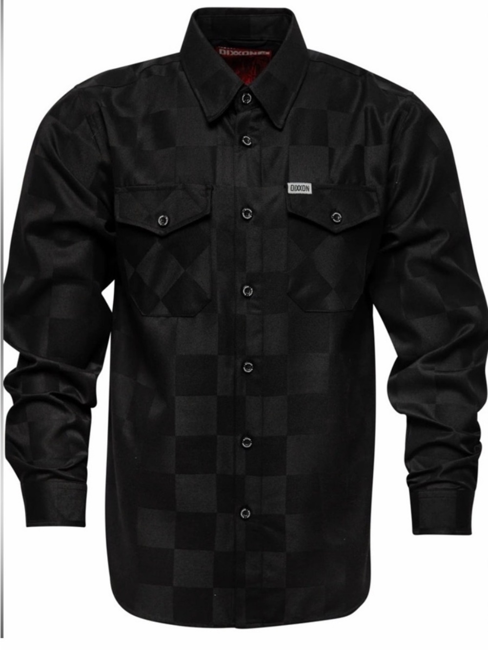 DIXXON CHECKMATE Black Checkered Long Sleeve Button-Down Shirt